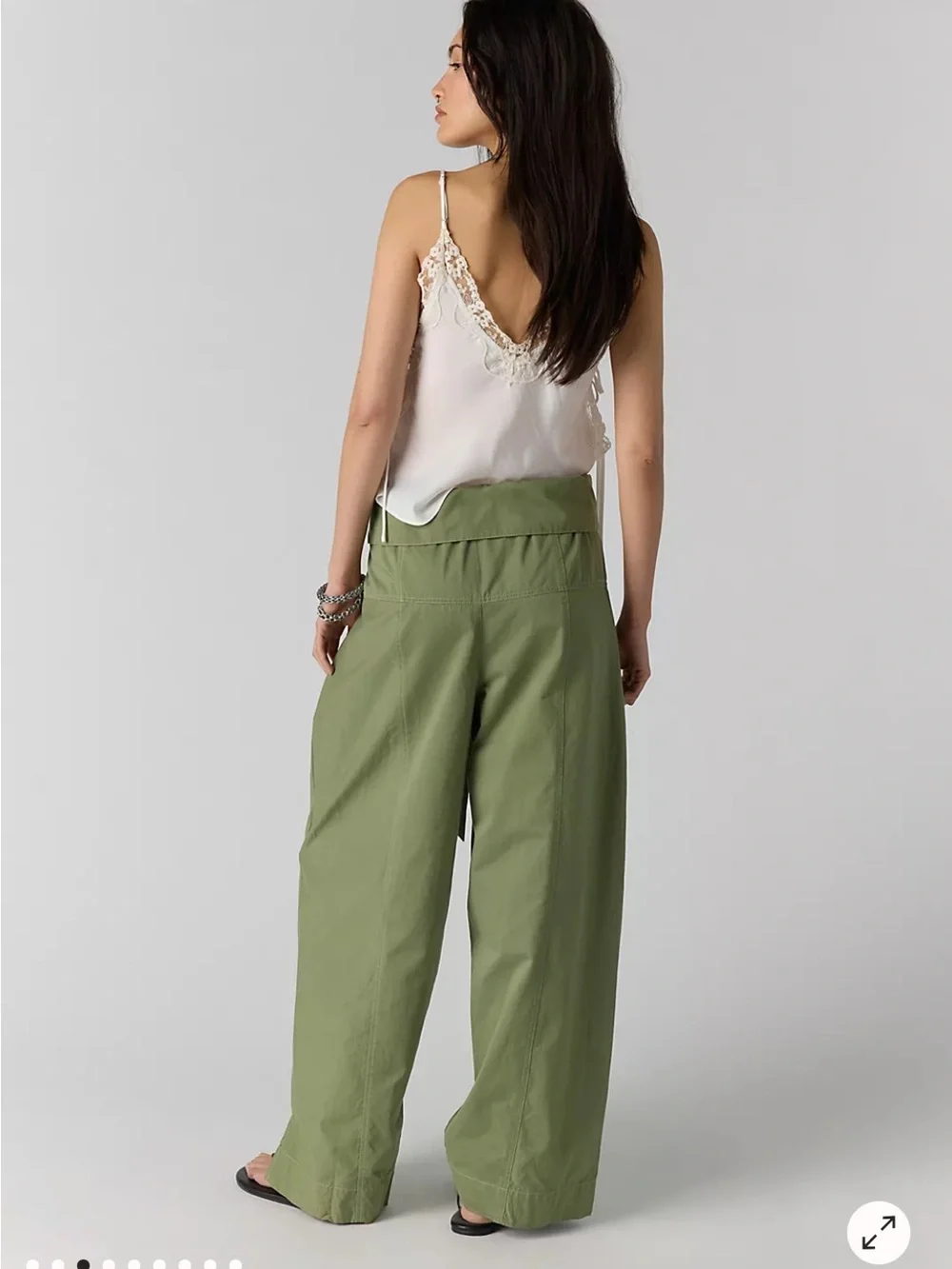 Free People NEW Paperbag Waist Pants in Mistole Green